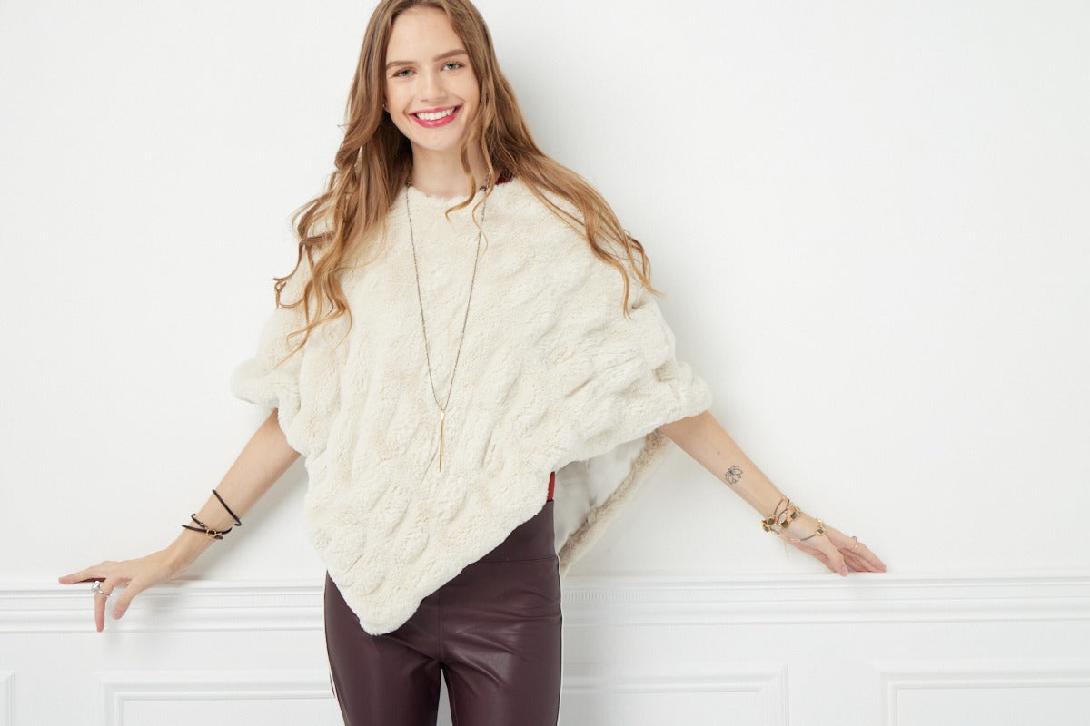 Alternative pose of woman wearing Woman wearing Florence Beige Poncho