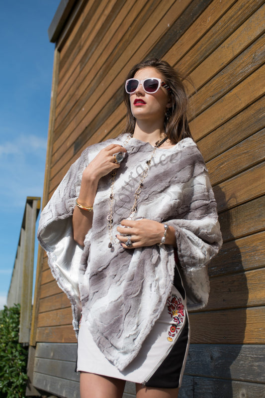 Woman wearing Laurent Grey Poncho