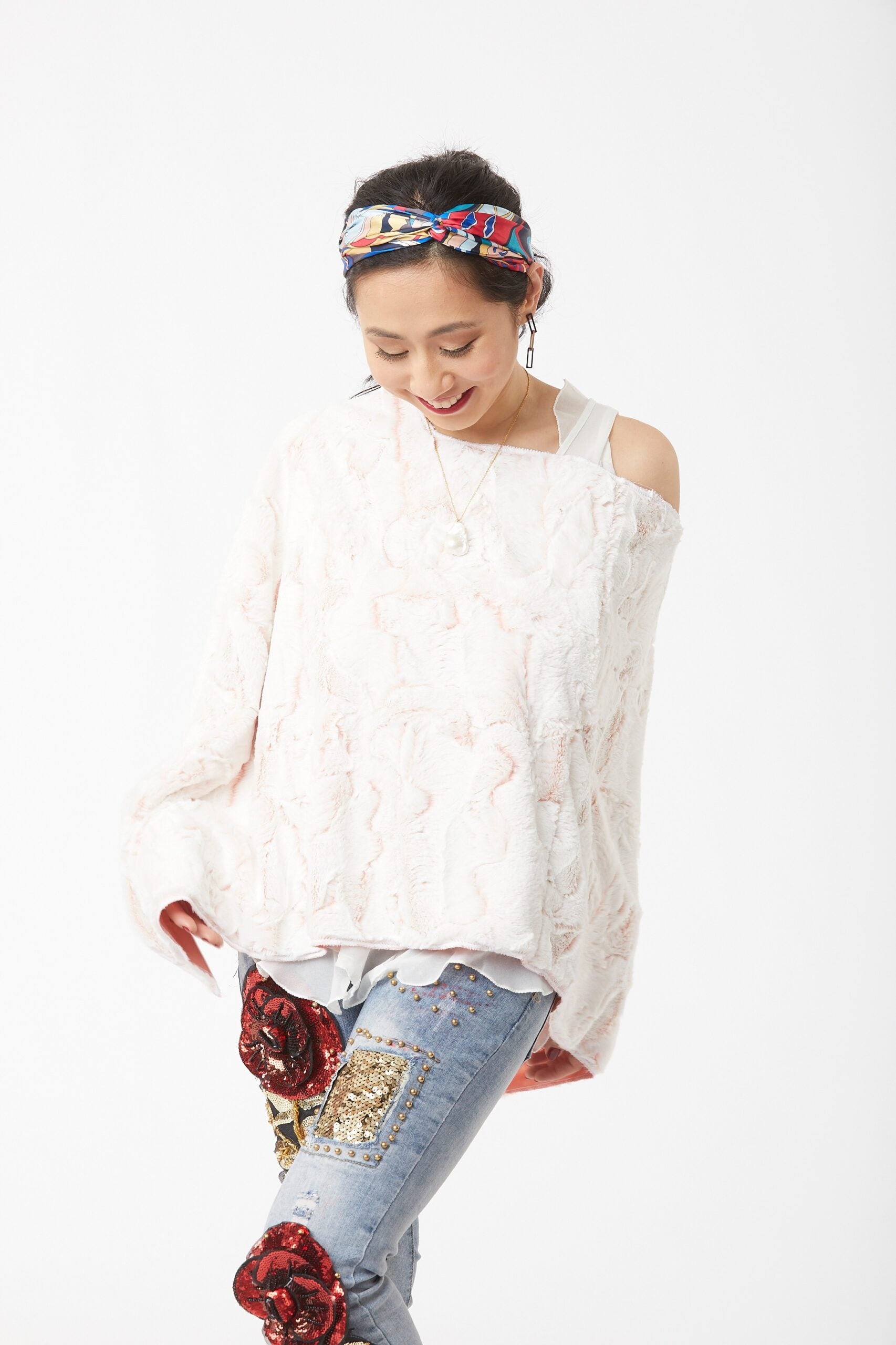 Cream and Blush Lux Rabbit Duo Tone Poncho – Tourance