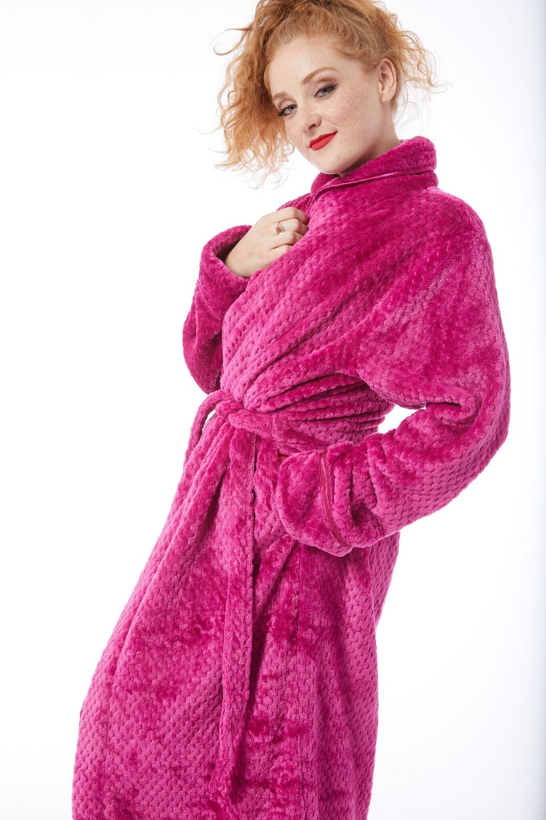 Another Photo of a Woman wearing Kristine Magenta Robe