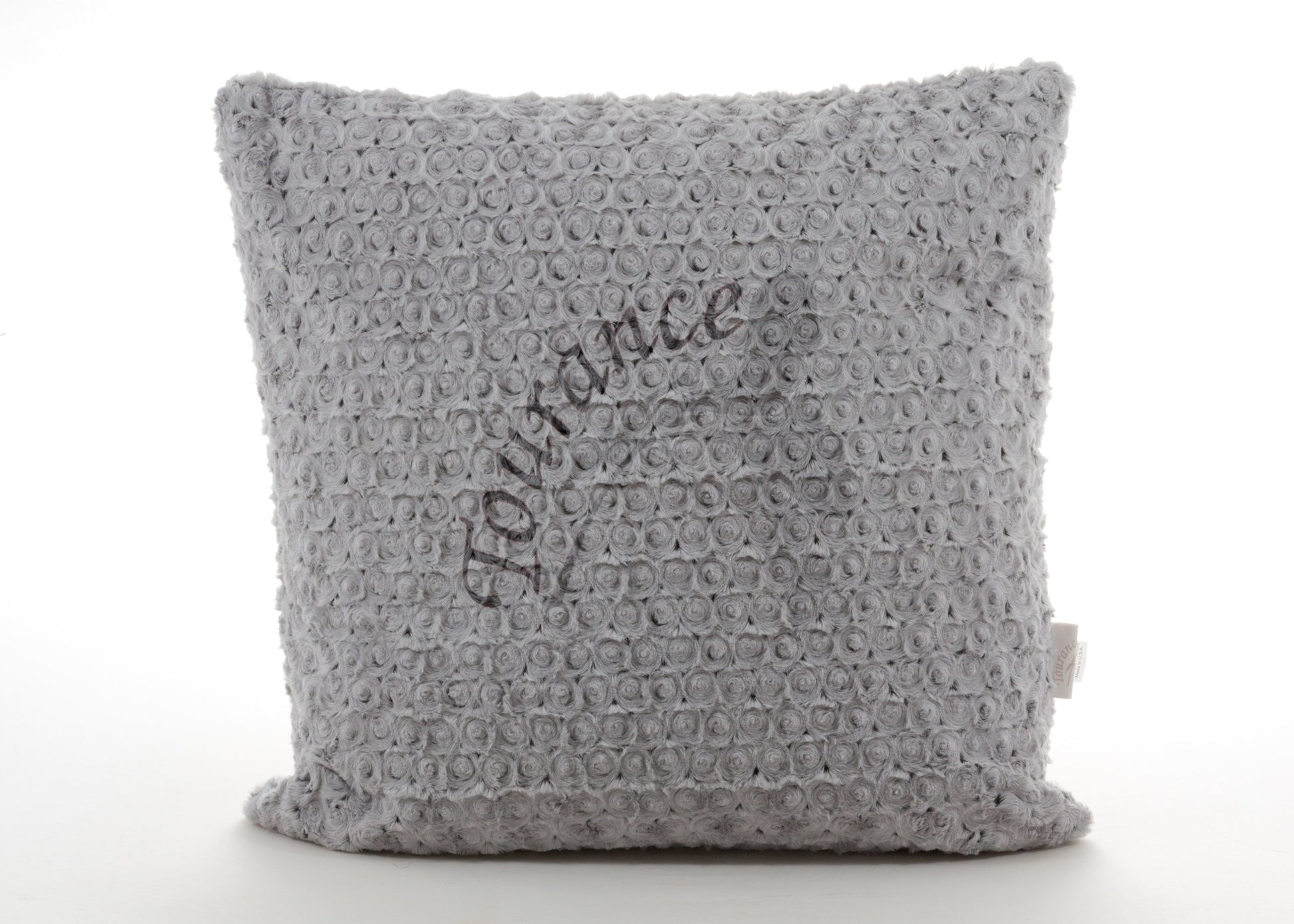 Rosebud Duotone Square Pillow in Silver & Charcoal