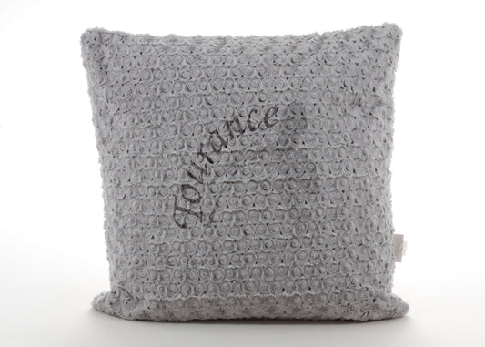 Rosebud Duotone Square Pillow in Silver & Charcoal