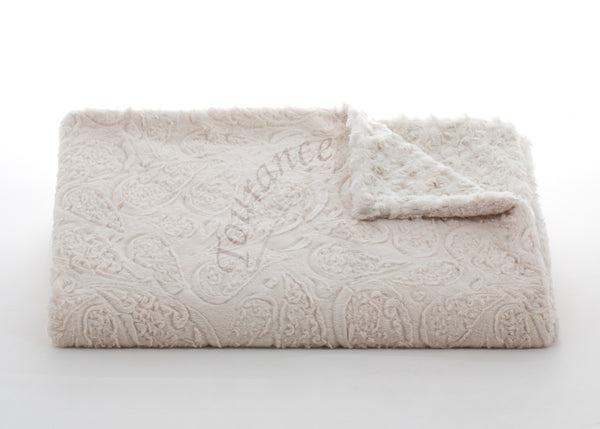 Paisley Throw in Embossed Beige with watermark