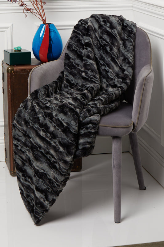 Throw – Sydney Black and Grey on gray chair