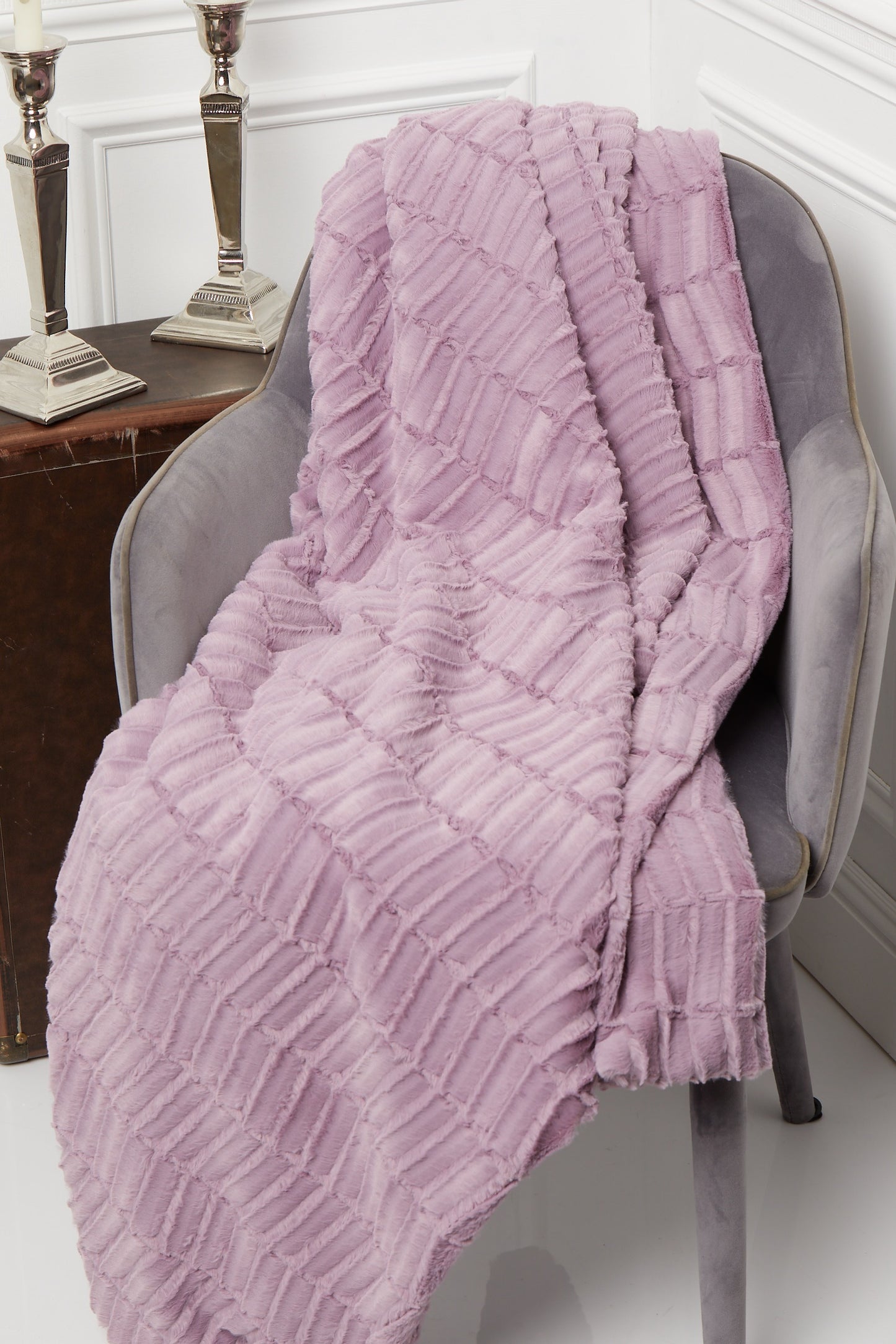 Throw – Versailles Primerose on display chair