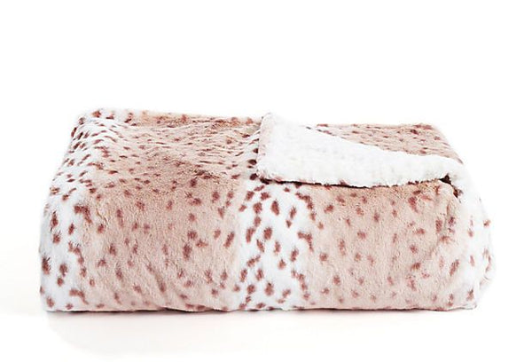 Snow Leopard Baby Blanket with Ivory Rosebud