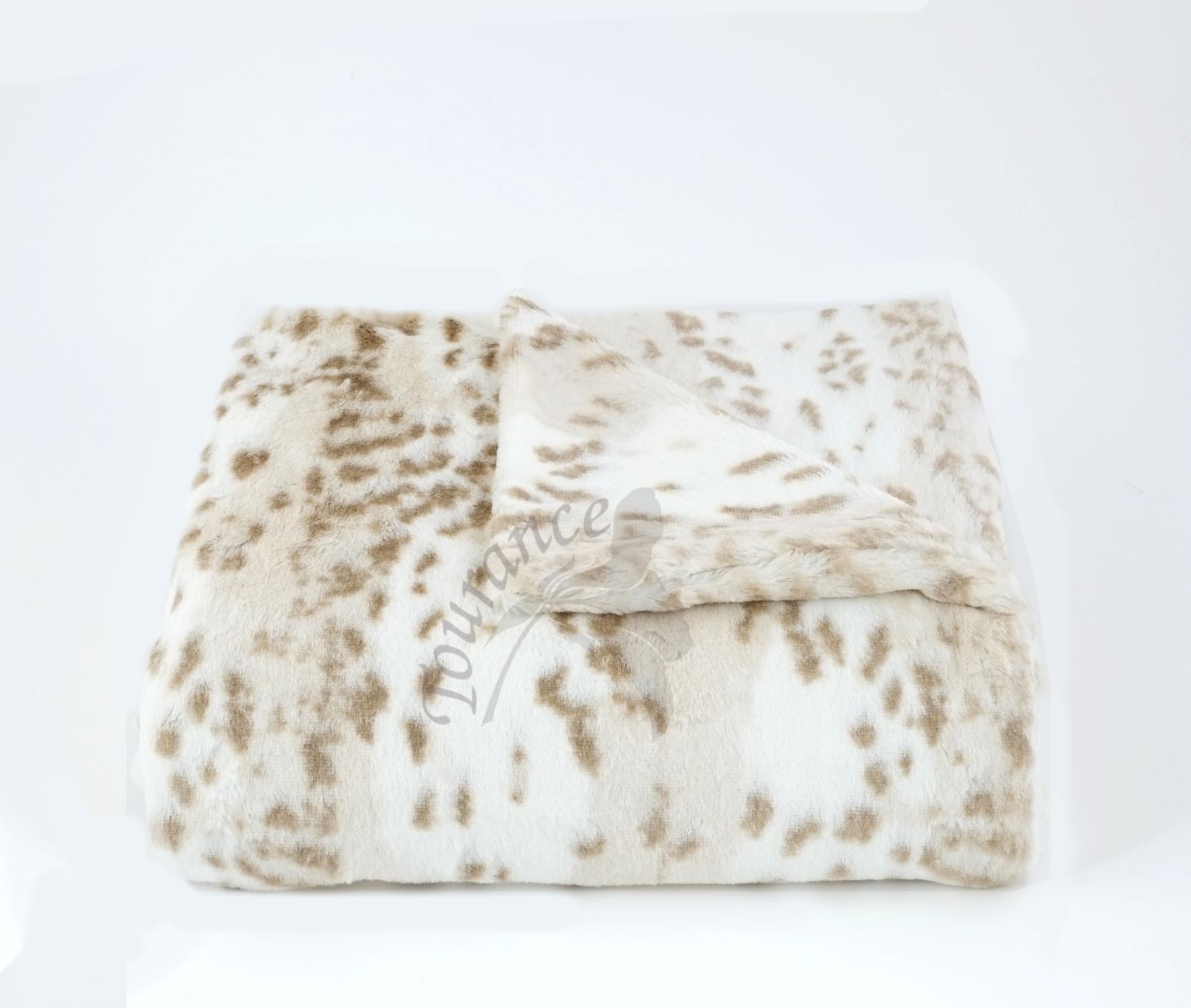 Snow Leopard Creamy Brown Throw with watermark