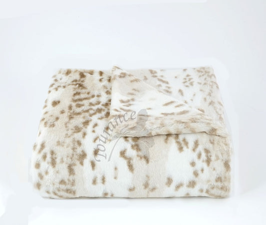 Snow Leopard Creamy Brown Throw with watermark